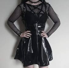 Club Hopper Black Pvc Zipper Skirt Fashion Alternative Fashion Wet Look Dress