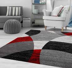 Hochwertiger teppich aus naturmaterialien im angebot! Milano9120 Rot Wohnzimmer Schlafzimmer Teppich Geometrisches Kreis Muster Meliert Vimoda Homestyle