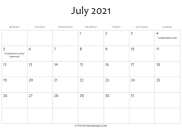 2021 wall calendars for free download available as free printable calendar. July 2021 Editable Calendar With Holidays