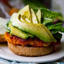 Easy Sweet Potato Veggie Burgers With Avocado Healthyhappylife Com Recipe Veggie Burgers Recipe Sweet Potato Veggie Burger Sweet Potato Burgers