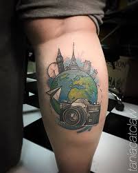 The planet earth is also the densest planet in the solar system and the largest of the four terrestrial tattoos that use images of the planet are not new in the sense that these symbols have always. Sketchy Planet Earth Tattoo On The Calf