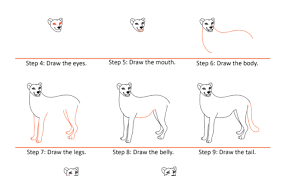 Connect these petals to the head. How To Draw A Realistic Cheetah Step By Step Safari Cute766