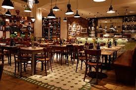 La Piazza Cementtiles For The Floor And Vintage Lights For The Core Of The Restaurant Resturant Design Restaurant Vintage Lighting