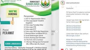 Hal ini dikarenakan untuk menjaga keefektifan waktu dalam bekerja. Rumah Sakit Rama Hadi Buka Lowongan Kerja Di 3 Posisi Untuk Lulusan D3 S1 Cek Syarat Cara Daftar Halaman All Tribunnewswiki Com Mobile