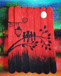 Icecream Painting Stickice Cream Stick Painting Small Canvas Art Painting Art Projects Popsicle Art