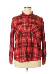 Details About Faded Glory Plus Women Red Long Sleeve Button Down Shirt Xxl Plus