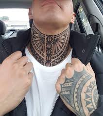 Small side neck tattoo ideas. My Cousins Polynesian Mix Neck Tattoo Best Neck Tattoos Neck Tattoo For Guys Throat Tattoo