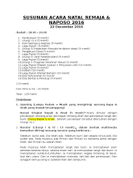 Rundown acara biasanya berbentuk tabel dan digunakan dalam berbagai event atau acara baik itu acara seminar. Susunan Acara Natal 2016