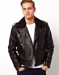 60 Asos Leather Biker Jacket With Borg Collar Leather Jeans Men Leather Jacket Men Black Leather Biker Jacket