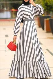 Monochrome Modest Dress Annah Hariri Pakaian Wanita Wanita Baju Muslim