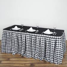 Black And White Table Skirting Checkered Table Skirt 21ft White Black Buffalo Plaid Gingham Polyester Table Skirts Table Skirt Picnic Style Picnic Style Party