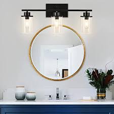 How tall is a 4 light farmhouse chandelier? Black Bathroom Vanity Light Fixtures Bathroom Light Fixtures 3 Lights Wall Sconces Industrial Bathroom Light Fixtures Over Mirror Porch Hallway Farmhouse Bedroom Amazon Com