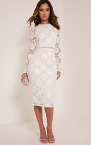 Caris White Long Sleeve Lace Bodycon Dress Lace Bodycon Dress Long Sleeve White Lace Bodycon Dress Lace White Dress
