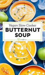 Slow Cooker Vegan Butternut Squash Soup Recipe In 2020 Vegan Butternut Squash Soup Vegetarian Recipes Easy Vegetarian Thanksgiving Recipes