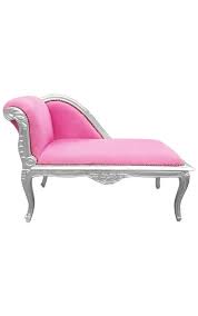 Chaise de style baroque en bois doré et aspect cuir. Louis Xv Chaise Longue Pink Velvet Fabric And Silver Wood