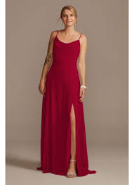 Cowl Neck Chiffon Bridesmaid Dress With Slit David S Bridal
