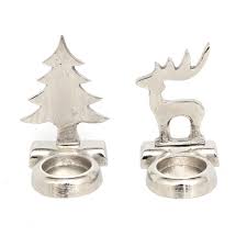Large s tea light holder m. Christmas Tree Reindeer Tea Light Holder Set Cancer Research Uk Online Shop