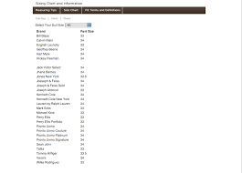 mens warehouse suit size comparison between different