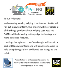 Use this link to list your lost or found pet and print flyers: Lost Dogs Georgia Connecting The Dots To Get Lost Pets Home