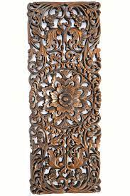 Floral Tropical Large Carved Wood Wall Panel Asian Wall Art Home Decor Extra Thick Available Options Sizes 36 48 And Colors Wood Panel Walls Carved Wood Plaque Asian Wall Art