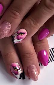Flaming Pink Nails Almond Shape