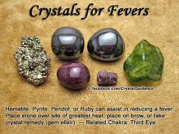 Crystals For Reducing Fevers Hematite Pyrite Peridot Or Ruby Can Assist In Reducing A Fever Place Stone O Crystals Crystal Healing Stones Energy Crystals