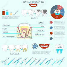 Dental Care Instruments Infographics Set With Tooth And Pie Chart