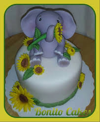 Elephant Sunflowers Cake Elephant Baby Shower Cake Sunflower Baby Showers Baby Shower Cakes