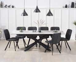 Discover dining tables online to manage your small area with large seating. Boston 180cm White Ceramic Extending Dining Table With Dexter Faux Leather Chairs
