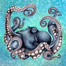 Art Tile Kraken Octopus Original 8 X 8 Illustrated Sea Creature Steampunk Tile Collectible Wall Decor For Home Bathroom Or Kitchen In 2021 Kraken Kraken Art Illustrations Kraken Art