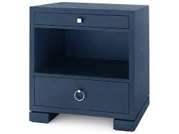 Clean lines and angled legs combine to form this walnut brown accented night stand. Bungalow 5 Navy Blue 2 Drawers Nightstand Bunfra12058