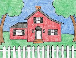 Draw the ground line and a rectangle. How To Draw A House Art Projects For Kids House Drawing For Kids Basic Drawing For Kids Drawing For Kids