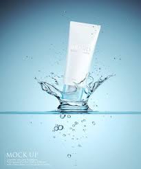 Cosmetic Tube Mockup Template With Splashing Of Water Liquid Poster Background Design Photography Products Cosmetic Creative