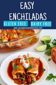 Mouthwatering Gluten And Dairy Free Enchalidas Are Easy To Make Recipe Dairy Free Enchiladas Dairy Free Dairy Free Cheese