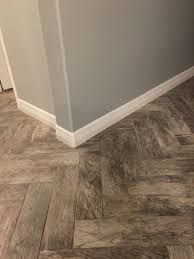 Tile Plank Floor From Home Depot Rustic Bay Looks Great With Herringbone Layout And Sherwin Williams Grey Matters Home Home Remodeling Flooring