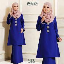 Winter white (putih winter) + gunmeta, cobalt, acid green. Kurung Pahang Azalea Royal Blue Saeeda Collections