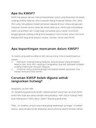 Maybe you would like to learn more about one of these? Apa Itu Kwsp