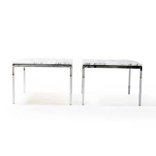 Table measures 45 wide by 23.5 deep by 16 high. Pair Of Side Tables By Florence Knoll For Knoll 1960s 94812