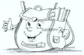 How To Draw Cartoon School Bag Tutorial Online 123peppy Com Cartoon Drawings Basic Drawing Drawing Bag