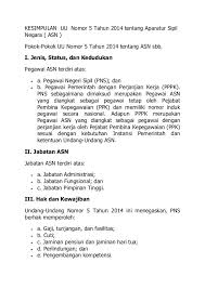 Kesimpulan Uu Nomor 5 Tahun 2014 Tentang Aparatur Sipil Negara Asn Pokok Pokok Uu Nomor 5 Tahun 2014 Tentang Asn Sbb Pemerintah Simpul Jenis
