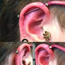 Fresh And A Wee Swollen Industrial On Professionally Overambitious With A Pink Titanium Anodized Bar And 5mm W Piercing Forward Helix Forward Helix Piercing