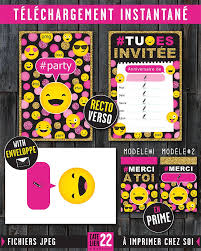 Carte D Invitation Emoji Enveloppe Etiquette Pour Sac Cadeaux Latelier22 Etsy Com Carte Invitation Etsy Et Sacs Cadeaux