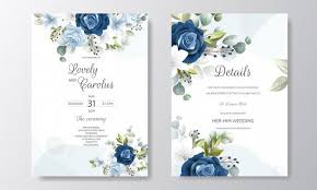 Wedding Invitation Card Template Set With Beautiful Floral Leaves In 2020 Wedding Invitation Cards Wedding Invitation Card Template Free Wedding Invitation Templates