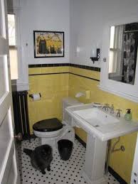 1930 S Bathroom Haas Yellow Bathroom Decor Black And White Tiles Bathroom Yellow Bathroom Tiles