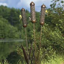Just fill and stake in the garden or near the house. Duncraft Com Cattail Wire Mesh Stake Bird Feeder