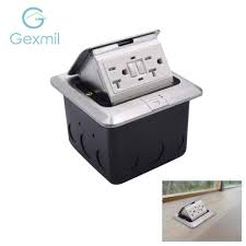 Pop Up Floor Outlet Box With Aluminium Cover Electrical Outlet With Junction Box Ul Listed Countertop Box With 20a 2ac Round Gfci Receptacle Outlet Damping Spring Anti Electric Shock Plate Jm027 Electrical