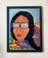 Painting Native American Woman Portrait Arizona Landscape By K. Kills  Thunder