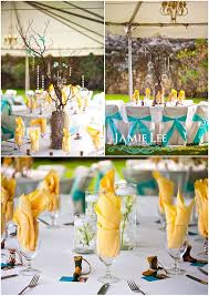 Yellow And Aqua Blue Tiffany Blue Wedding Reception Branches For Centerpieces Blue Wedding Receptions Aqua Blue Wedding Tiffany Blue Wedding