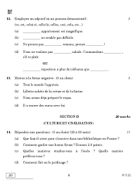 Cbse Question Paper 2020 For Class 10 French With Answers Download Pdf Aglasem Schools