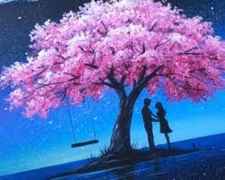 Cherry blossom tree craft (from sugar aunts) these adorable little spring trees can stand on their own, and would make a great centerpiece. Couple In Love Under Cherry Blossom Tree Painting By Acrylic